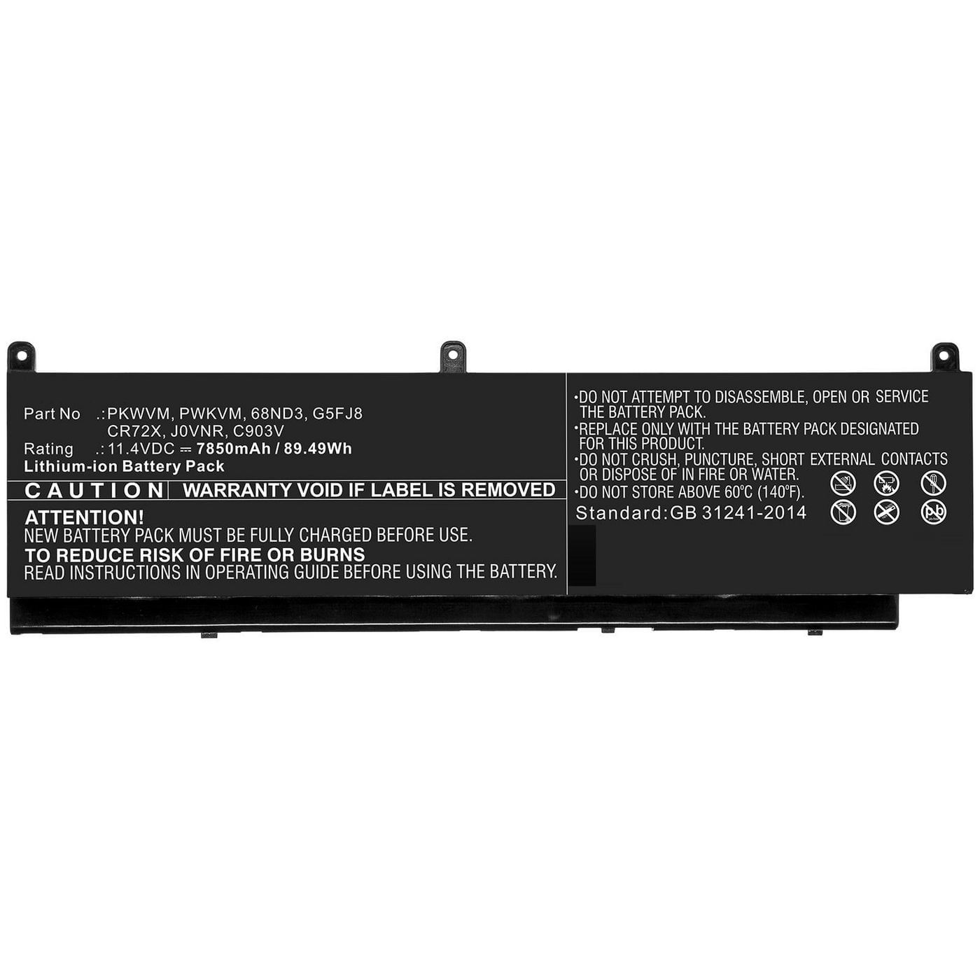 CoreParts MBXDE-BA0218 ricambio per laptop Batteria (Laptop Battery for Dell - 89.49Wh Li-ion 11.4V 7850mAh - Black 89.4 CoreParts MBXDE-BA0218 ricamb