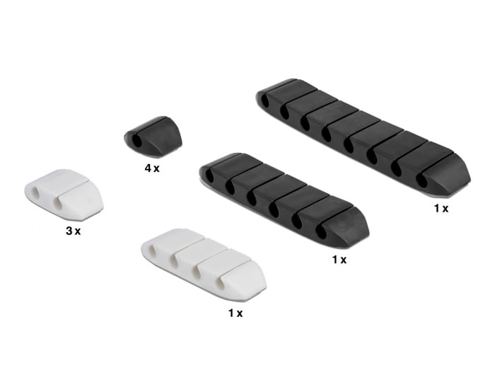 Delock set combinato portacavi trapezoidale autoadesivo 10 pezzi nero / bianco DeLOCK Portacavi trapezoidale autoadesivo combo set 10 pezzi nero / bia