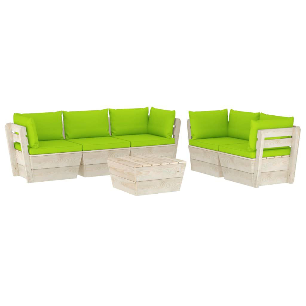 VidaXL Set Divani da Giardino su Pallet 6 pz con Cuscini Legno Abete VidaXL 3063527 set mobili da esterno