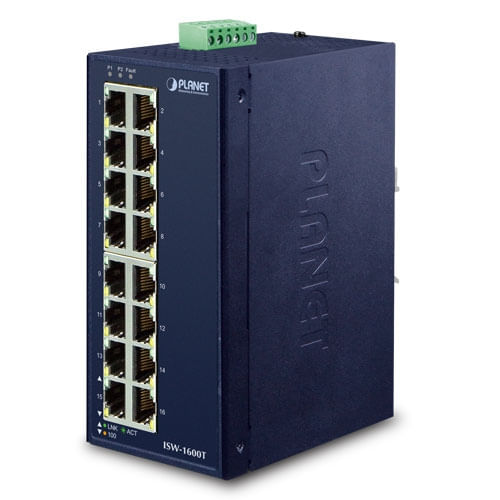 PLANET ISW-1600T switch di rete Non gestito Fast Ethernet [10/100] Blu (IP30 Industrial 16-Port - 10/100TX Ethernet Swit PLANET ISW-1600T switch di re