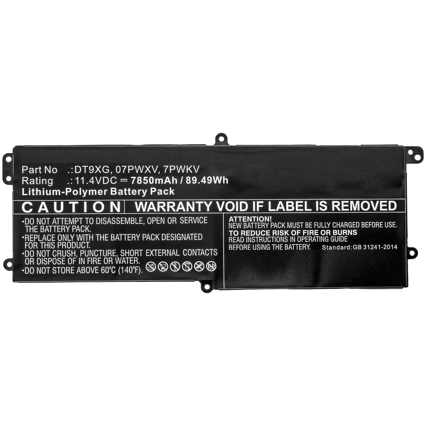 CoreParts MBXDE-BA0220 ricambio per laptop Batteria (Laptop Battery for Dell - 89.49Wh Li-Pol 11.4V 7850mAh - Black, 89. CoreParts MBXDE-BA0220 ricamb