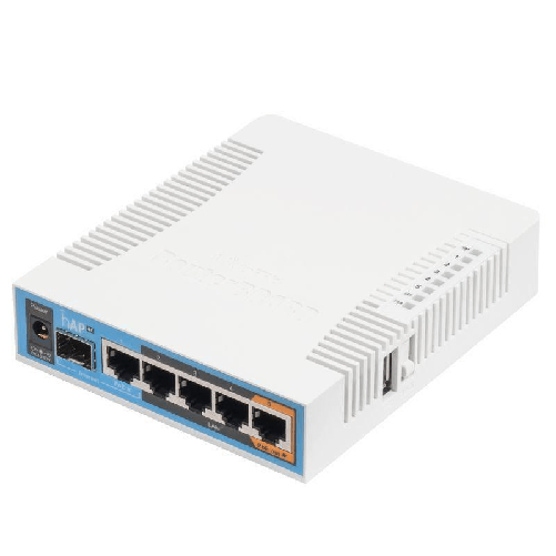 MikroTik hAP ac | WiFi Router | RB962UiGS-5HacT2HnT, Dual Band, 5x RJ45 1000Mb/s, 1x SFP, 1x PoE Mikrotik hAP ac 500 Mbit/s Bianco Supporto Power over