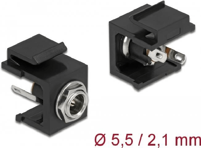 Delock Keystone module - Modulare Eingabe - DC-Stromversorgungsbuchse 5,5 mm (ID: 2,1 mm) - Schwarz (86849) DeLOCK Modulo Keystone DC 5,5 x 2,1 mm fem