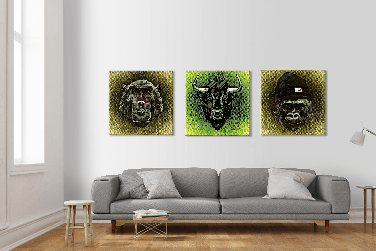 ABSTRACT 1103 - Quadro Canvas su telaio in legno 130x130 cm