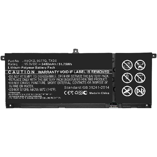 CoreParts MBXDE-BA0240 ricambio per laptop Batteria (Laptop Battery for Dell - 51.75Wh Li-Polymer 15V - 3450mAh for Dell CoreParts MBXDE-BA0240 ricamb