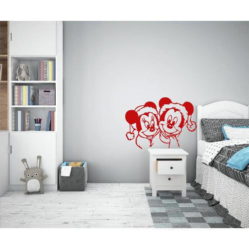 TOPOLINO E TOPOLINA - Adesivo murale wall sticker in vinile 55x80 cm Rosso