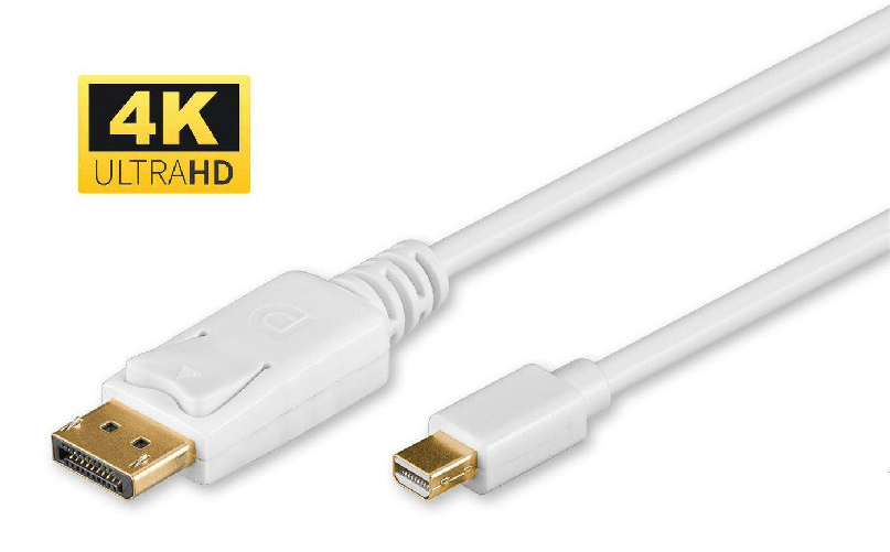 Microconnect Mini DP - Displayport, 2m, M/M Mini DisplayPort Bianco (4K Mini Displayport to - Displayport Cable 2m White Microconnect DP-MMG-180M cavo