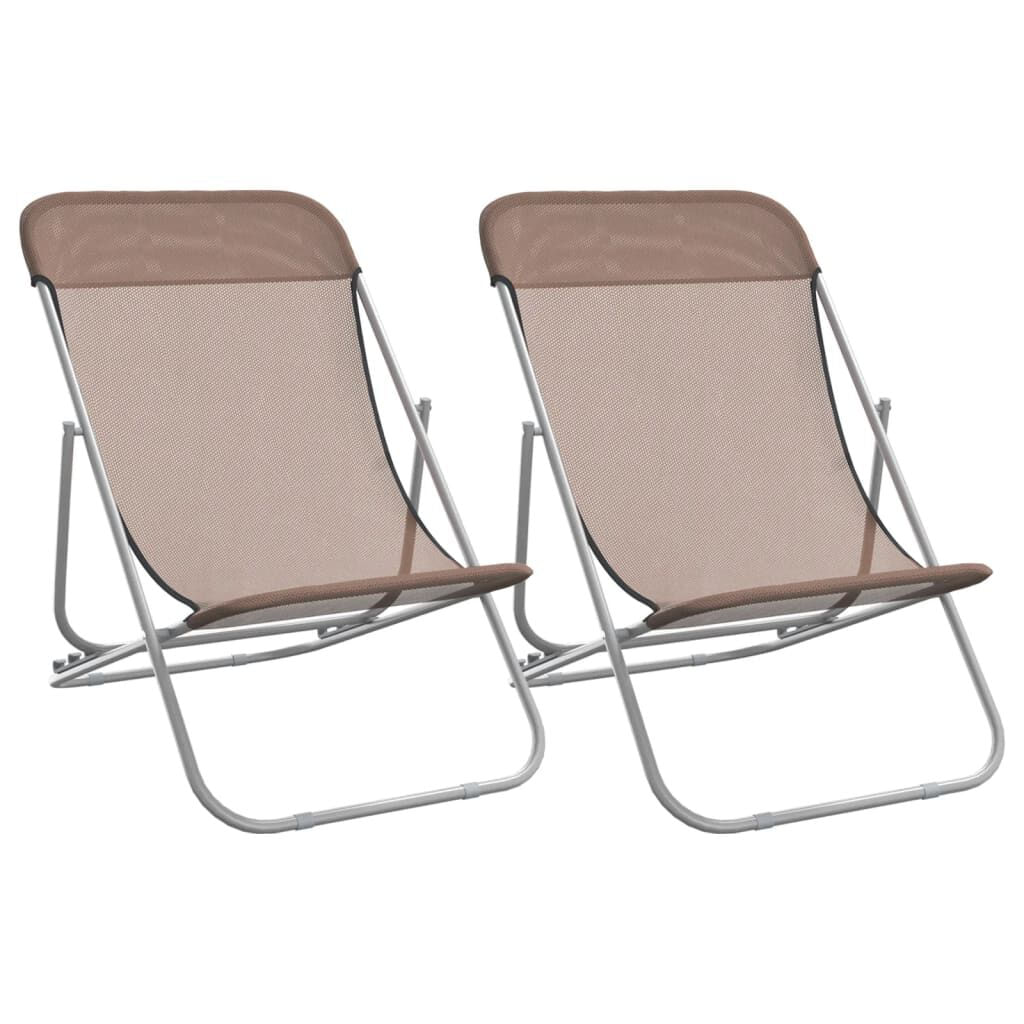 VidaXL Sedie Pieghevoli 2 pz Marroni in Textilene e Acciaio Verniciato VidaXL 360191 sedia da esterno Terrazzo Acciaio Marrone
