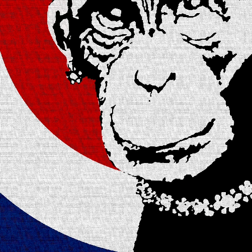 Monkey Queen - Banksy - Quadro stampato su Canvas e montato su telaio in legno 70x100 cm
