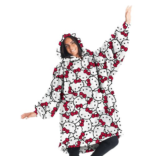 Kanguru Felpa Coperta Oversize Hello Kitty con Cappuccio Kanguru Kangurone Hello Kitty