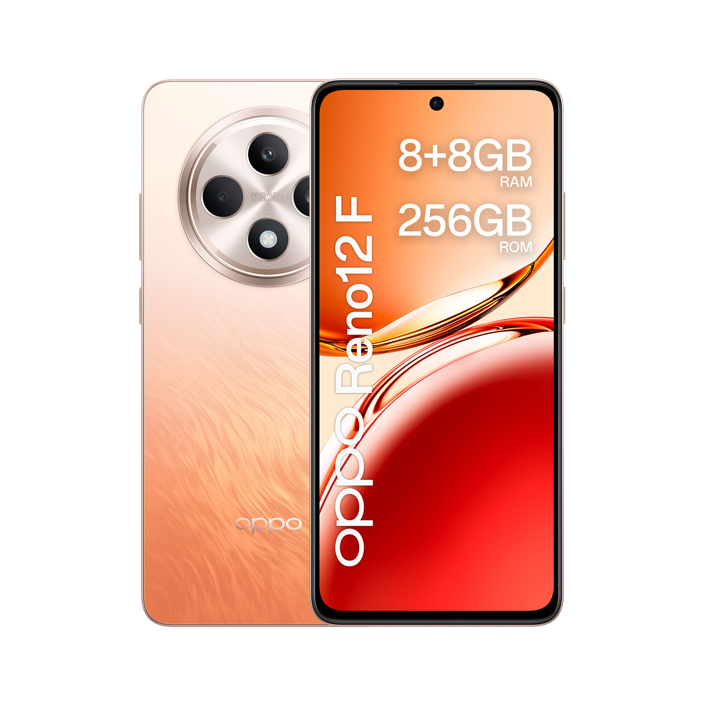 OPPO Reno12 F 4G AI Smartphone, Tripla fotocamera 50+8+2MP, Selfie 32MP, Display 6.67” 120HZ AMOLED FHD+, 5000mAh, RAM 16 GB (8+8) + ROM 256GB, [Versi