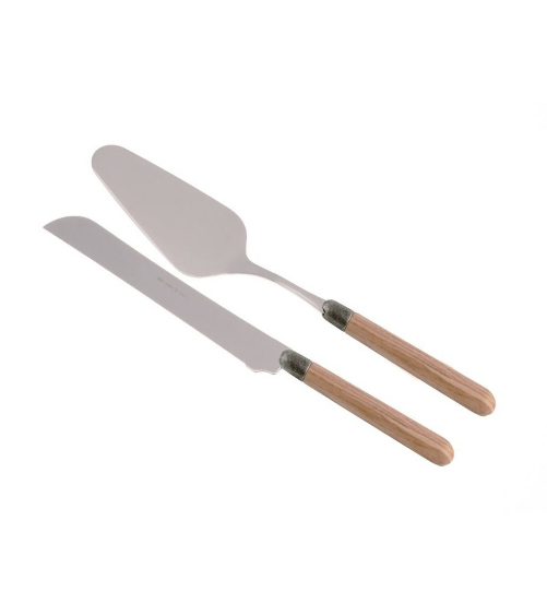 Cortina Set 2 Pezzi Pala e Coltello Torta - Manico Effetto Legno