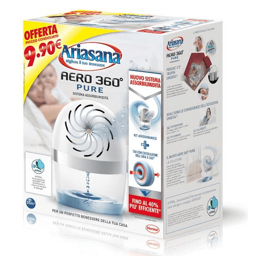 Ariasana Assorbiumidità Henkel ARIASANA Aero 360 Pure, modello 1891169, per ambienti Ariasana Aero 360 Pure kit 450g