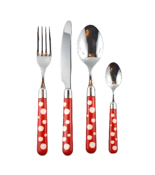 Posate Acciaio Manico Colorato - Naif Neve Pois - Rivadossi Sandro