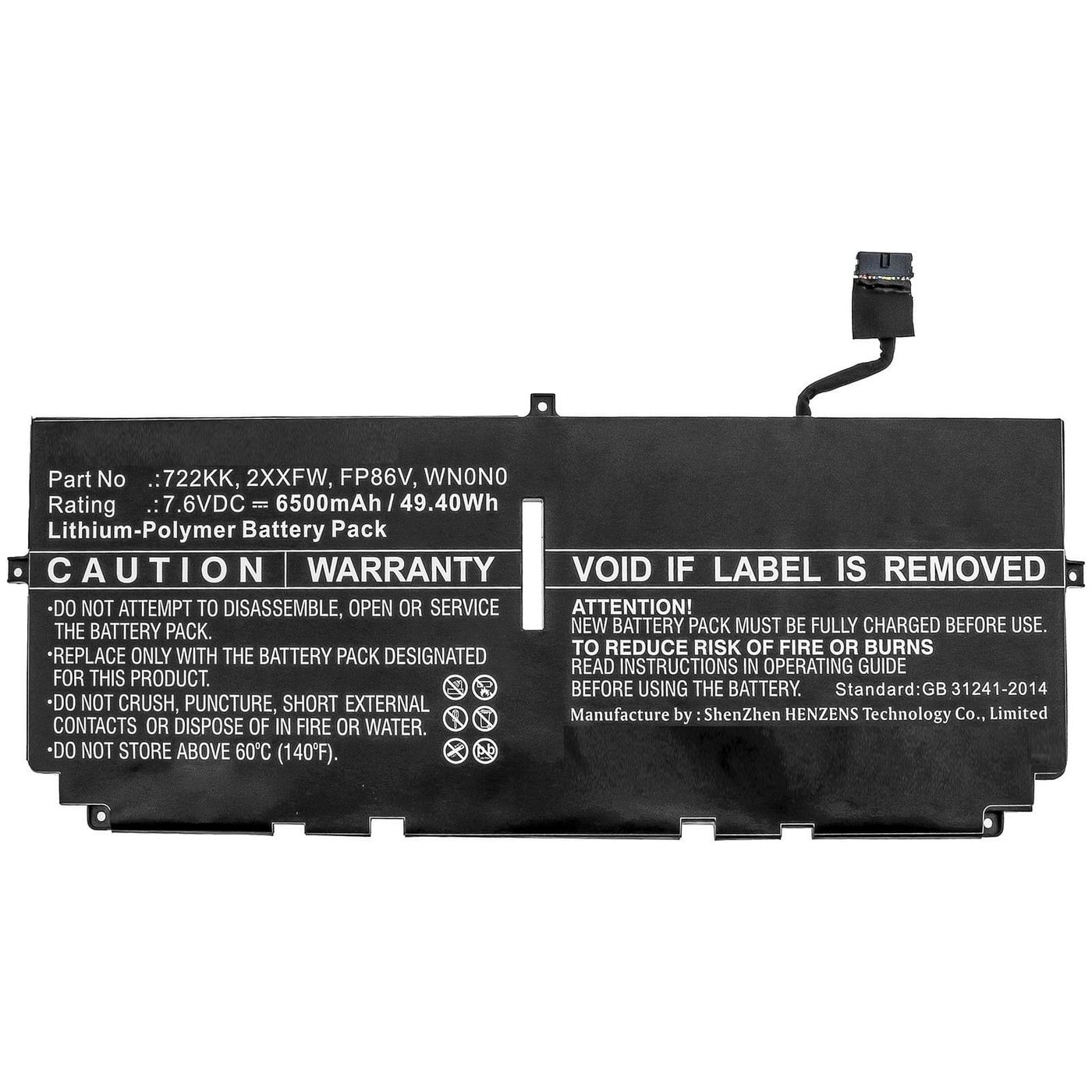 CoreParts MBXDE-BA0246 ricambio per laptop Batteria (Laptop Battery for Dell - 49.40Wh Li-Polymer 7.6V - 6500mAh 49.40Wh CoreParts MBXDE-BA0246 ricamb