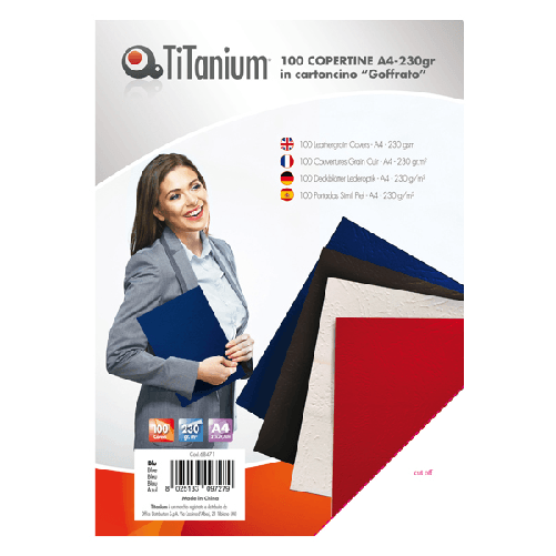 TITANIUM 100 COPERTINE A4 CARTONCINO GOFFRATO 230g BLU TiTanium