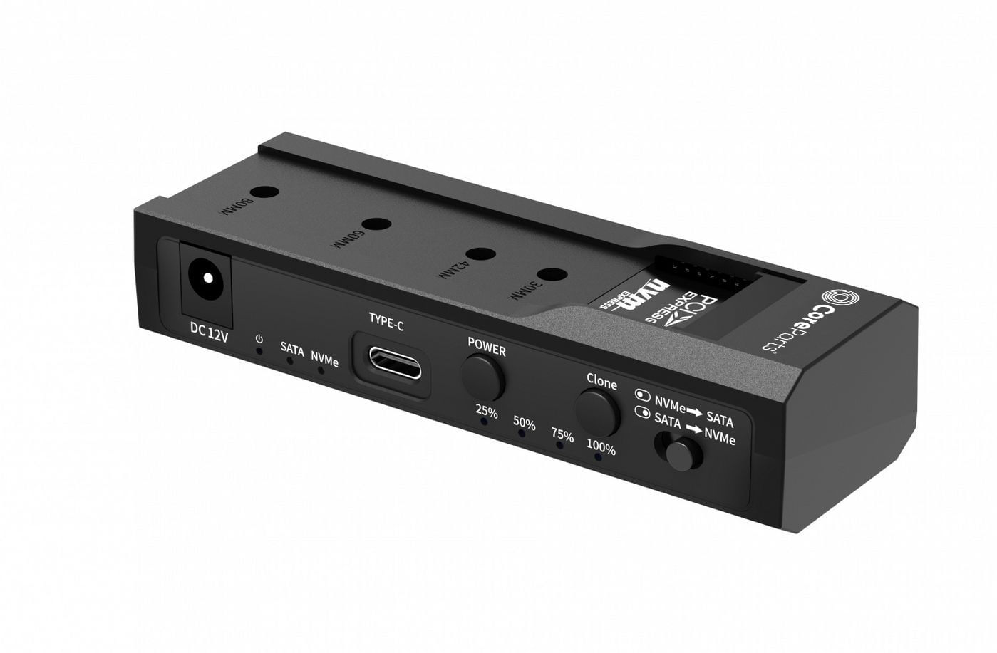 CoreParts MS-CLONER-M2-2.5 duplicatore multimediale Nero (USB-C 10Gbps to dual bay - HDD/NVMe M2 SSD clone - converter f CoreParts MS-CLONER-M2-2.5 du