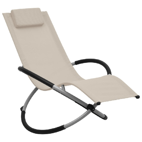 VidaXL 47794 sedia da esterno Salone Seduta imbottita Acciaio Crema, Grigio Lettino Prendisole per Bambini in Acciaio Crema