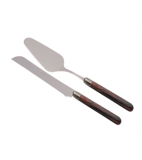 Cortina Set 2 Pezzi Pala e Coltello Torta - Manico Effetto Legno