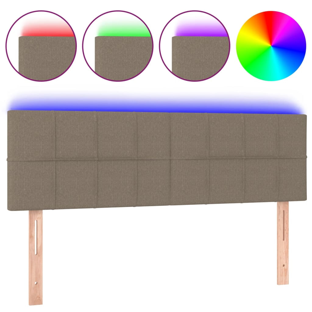 VidaXL Testiera a LED tortora 200x5x118/128cm in Tessuto VidaXL 3122450 testiera e pedana Grigio talpa