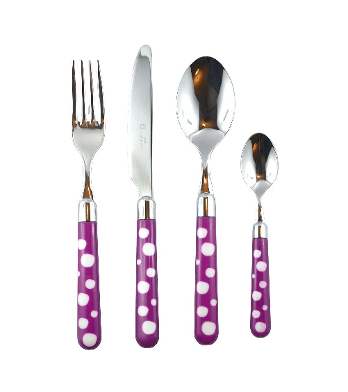 Posate Acciaio Manico Colorato - Naif Neve Pois - Rivadossi Sandro
