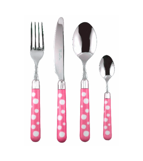 Posate Acciaio Manico Colorato - Naif Neve Pois - Rivadossi Sandro