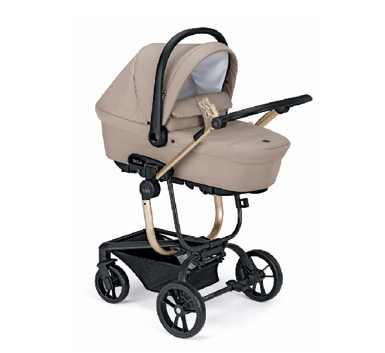 Cam Trio Taski Sport BEIGE Telaio Oro CARROZZINA PASSEGGINO OVETTO e BORSA 861