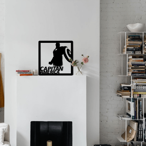 Signorbit CAPITAN AMERICA - Quadro moderno in pvc solido 48 x 48cm Nero