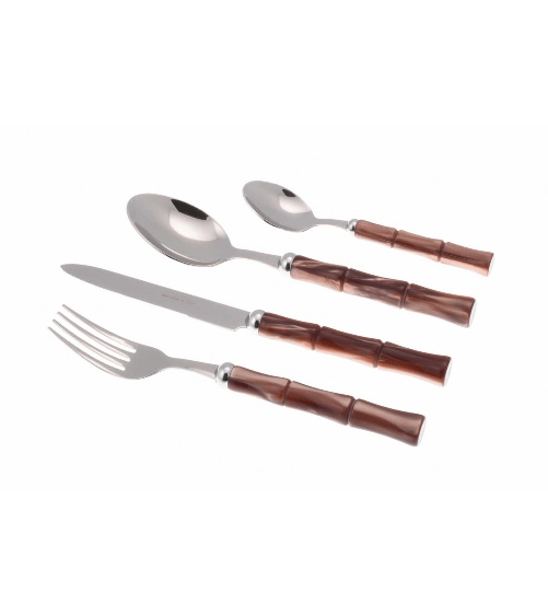 Rivadossi Sandro Bamboo - Set 24 Pz Posate in Acciaio Inox Manico