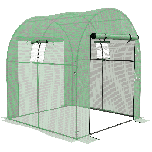Outsunny Serra a Tunnel per Orto 1.8x1.8x2m in Acciaio e PE Anti UV con Porte Avvolgibili e Finestre, Verde