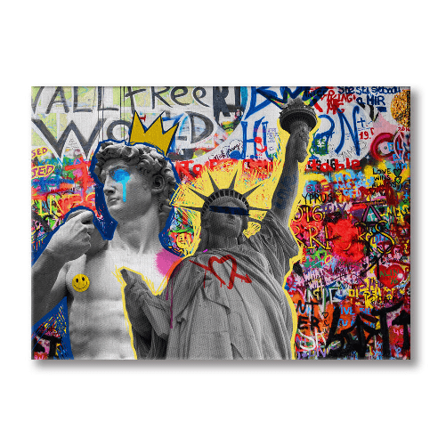 Libertygrunge - Quadro Canvas Contemporaneo su telaio in legno 70x100 cm