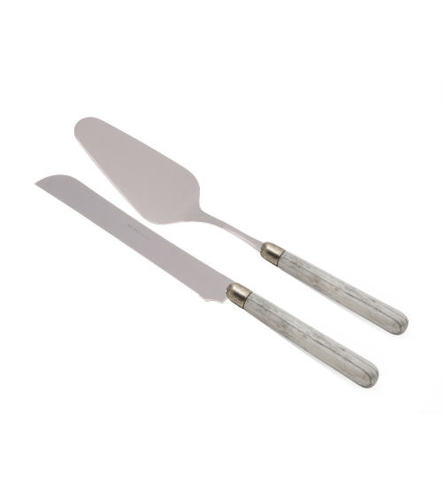 Cortina Set 2 Pezzi Pala e Coltello Torta - Manico Effetto Legno