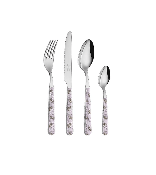 Set 24 Pezzi Posate Provenzali - Rose Retrò Rosa