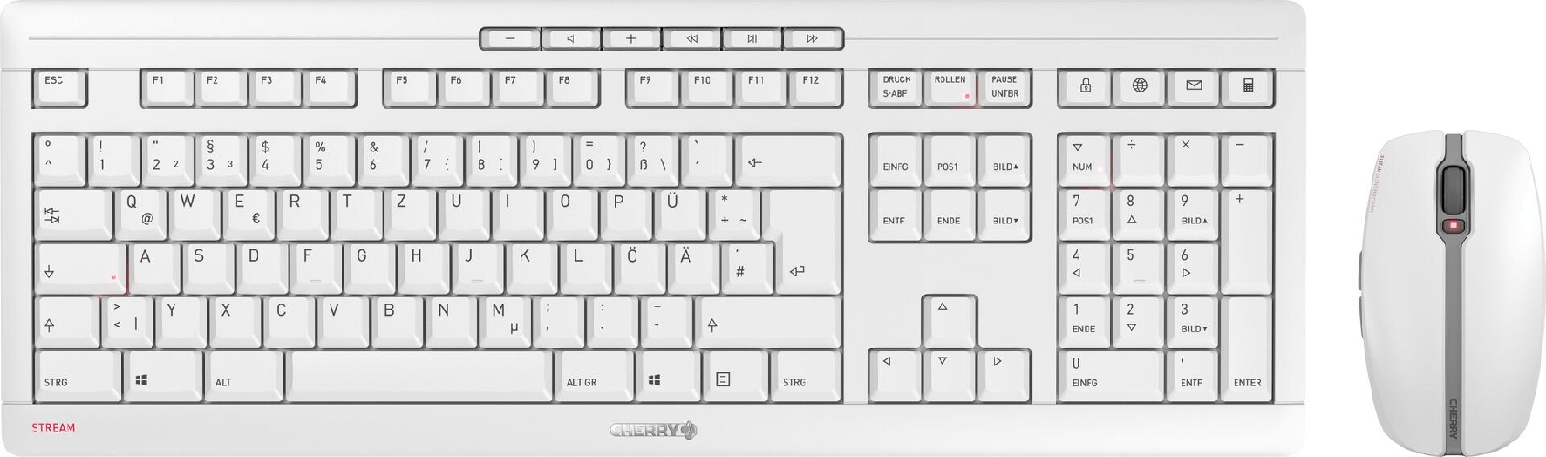 CHERRY Stream Desktop Recharge tastiera Mouse incluso Universale RF Wireless AZERTY Belga Grigio