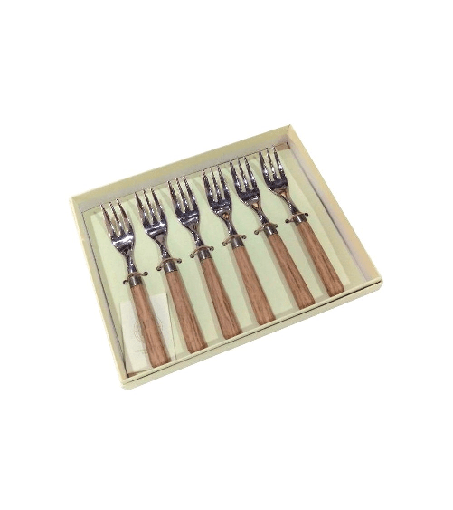 Posate Effetto Legno - Cortina - Set 6 Forchette Dolce