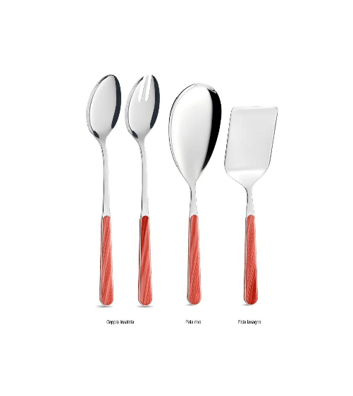 Abete Rosa Corallo - Set 4 Pezzi Posate da Portata