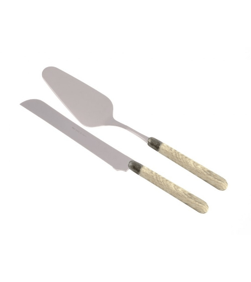 Cortina Set 2 Pezzi Pala e Coltello Torta - Manico Effetto Legno