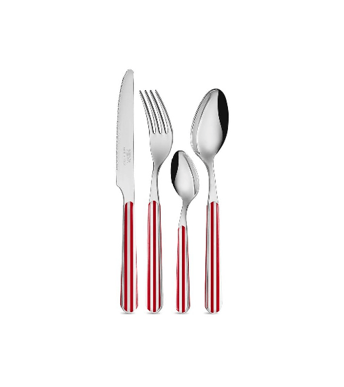 Set 24 Pezzi Posate Provenzali - Strip Rosso
