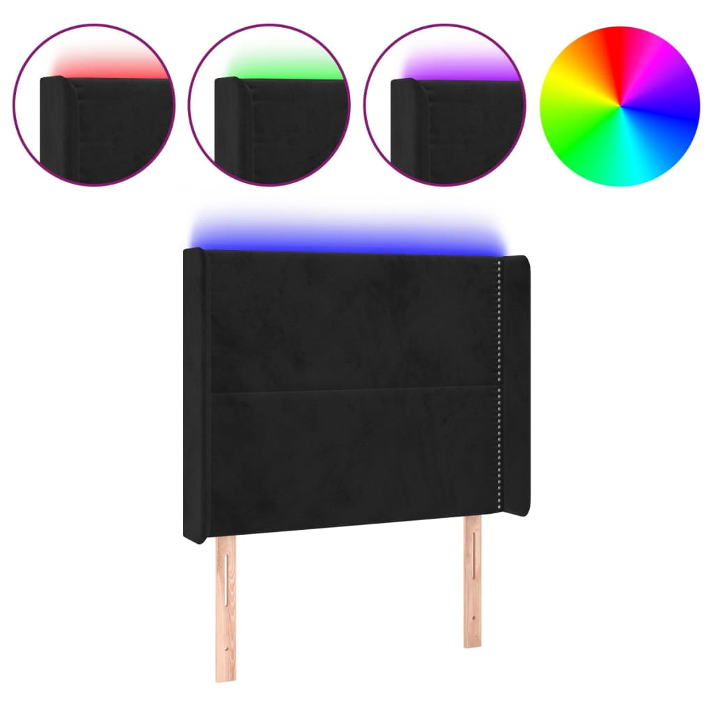 VidaXL Testiera a LED Nera 183x16x118/128 cm in Velluto VidaXL 3123970 testiera e pedana Nero
