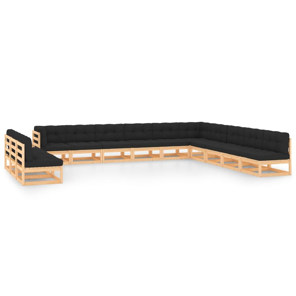 VidaXL Set Salotto Giardino 13pz Cuscini Antracite Legno Massello Pino VidaXL 3083909 set mobili da esterno