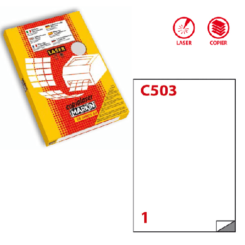 MARKIN Poliestere adesivo C/503 trasparente lucido 50fg A4 210x297mm (1et/fg) laser