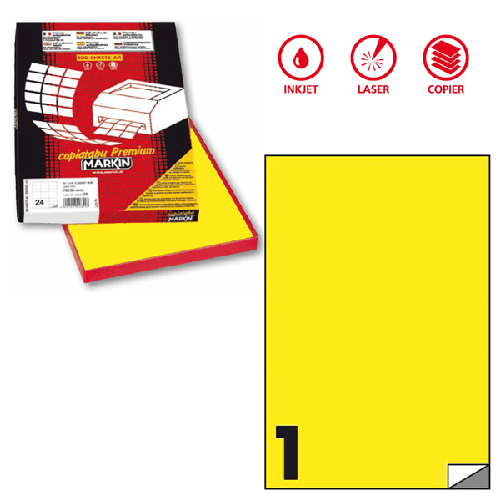 MARKIN Etichetta adesiva C/503 giallo fluo 100fg A4 210x297mm (1et/fg) Markin