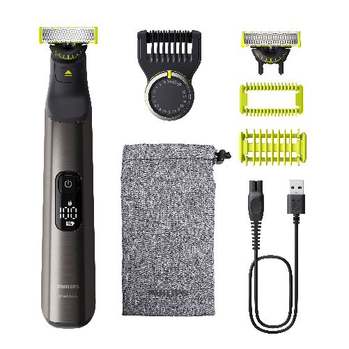 Philips OneBlade Pro 360 Face & Body Rasoio, Regolabarba e Rifinitore con Pettine di Precisione Regolabile 20 Lunghezze QP6552/15