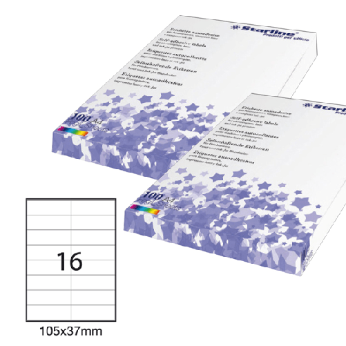 STARLINE Etichetta adesiva bianca 100fg A4 105x37mm (16et/fg) STARLINE