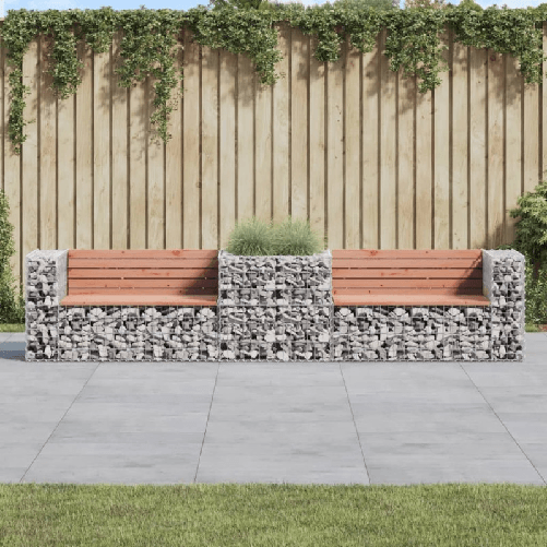 VidaXL Panca da Giardino con Cesto Gabbione Legno Massello di Douglas VidaXL 3196246 panca da esterno