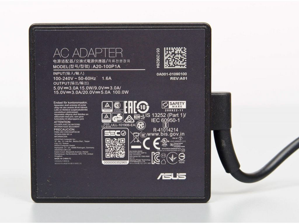 ASUS 0A001-01090100 adattatore e invertitore Interno 100 W Nero (ASUS G513QE/G513RM 100W 3PIN USB-C Power Adapter) ASUS 0A001-01090100 adattatore e in