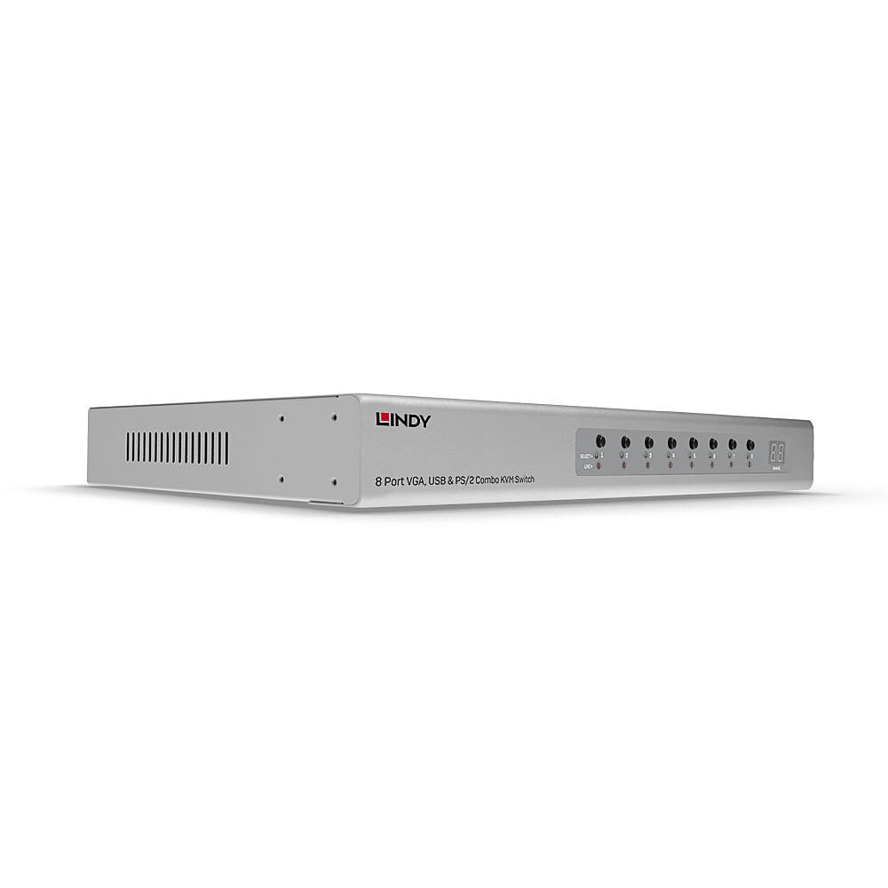 Lindy 39526 switch per keyboard-video-mouse (kvm) Montaggio rack Argento
