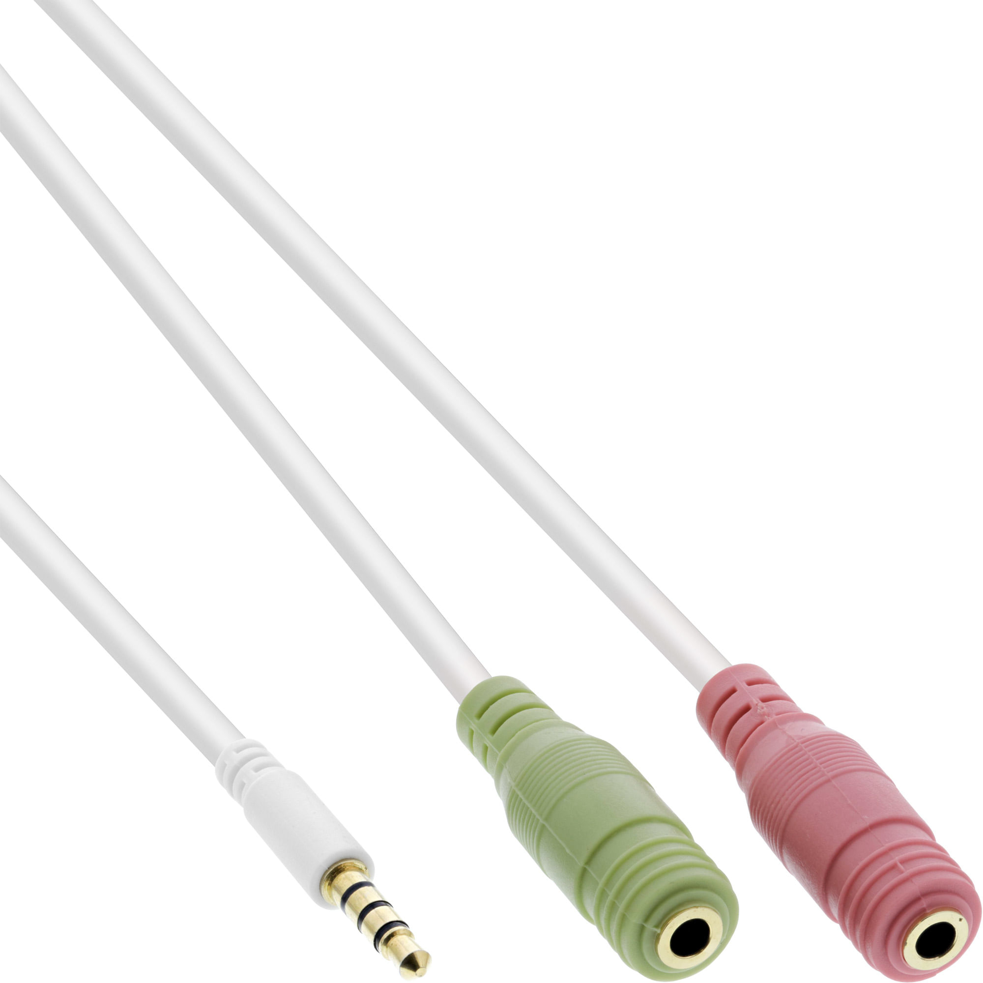 InLine Cavo adattatore per cuffia - spina da 3,5 mm a presa 2x3,5 mm - bianco - 1 m InLine Cavo audio Y, Jack 3,5mm M a 2x Jack 3,5mm F, 4pin CTIA, 1m