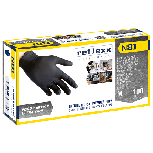 Reflexx Conf 100 Guanti In Nitrile N81 taglia S neri Reflexx