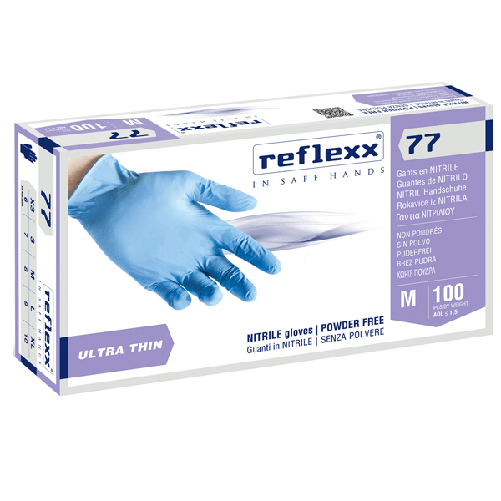 Conf 100 Guanti In Nitrile R77100 taglia M azzurri Reflexx
